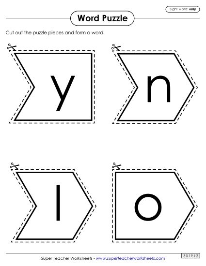 Word Puzzle: Only (Printable PDF Worksheet)