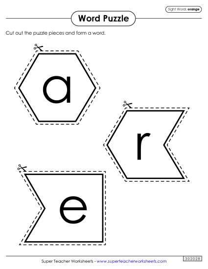 Word Puzzle: Orange (Printable PDF Worksheet)