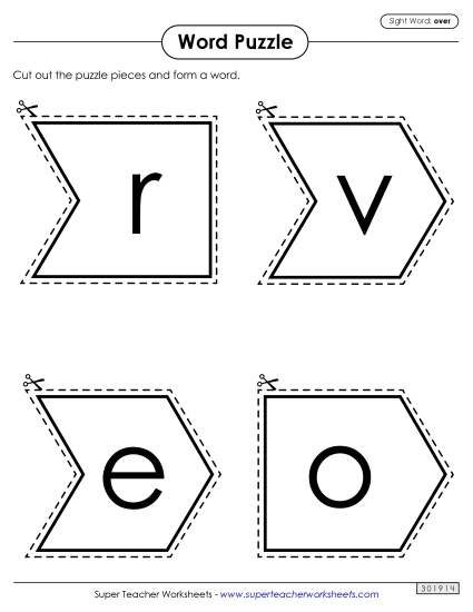 Word Puzzle: Over (Printable PDF Worksheet)