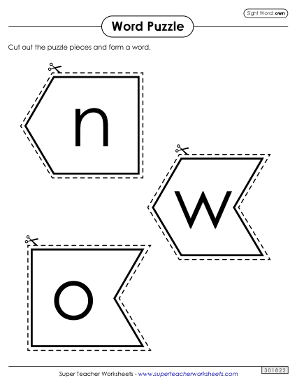 Word Puzzle: Own (Printable PDF Worksheet)