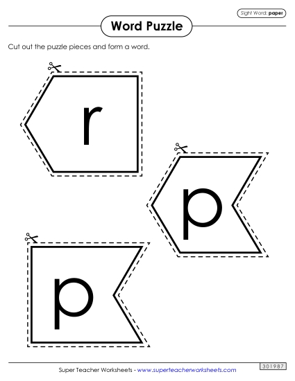 Word Puzzle: Paper (Printable PDF Worksheet)