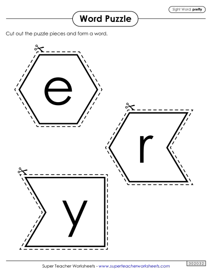 Word Puzzle: Pretty (Printable PDF Worksheet)