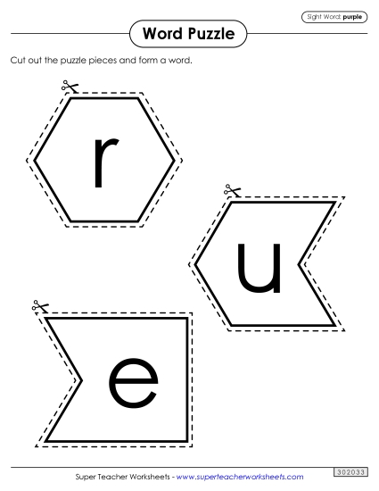 Word Puzzle: Purple (Printable PDF Worksheet)