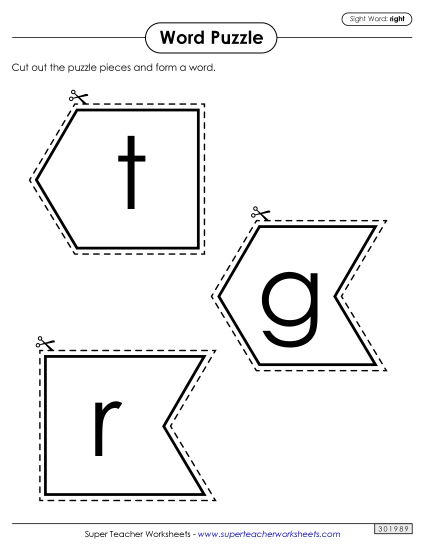 Word Puzzle: Right (Printable PDF Worksheet)