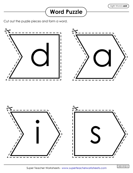 Word Puzzle: Said (Printable PDF Worksheet)