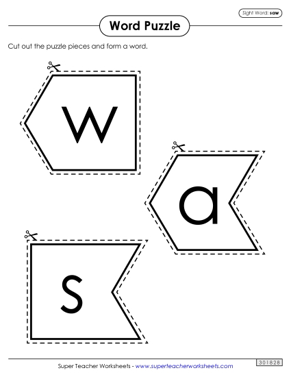 Word Puzzle: Saw (Printable PDF Worksheet)