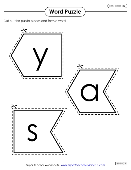 Word Puzzle: Say (Printable PDF Worksheet)