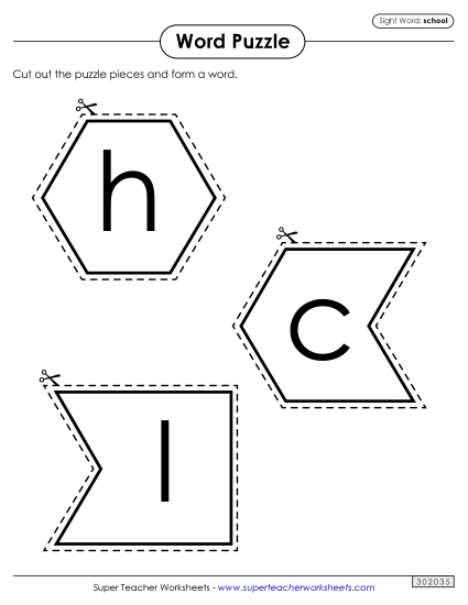 Word Puzzle: School (Printable PDF Worksheet)