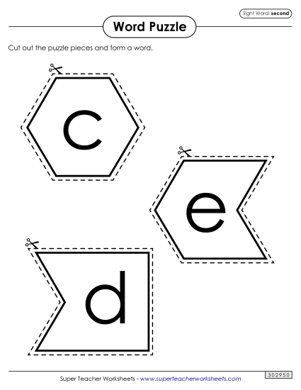 Word Puzzle: Second (Printable PDF Worksheet)