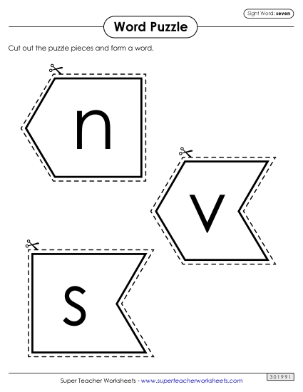 Word Puzzle: Seven (Printable PDF Worksheet)