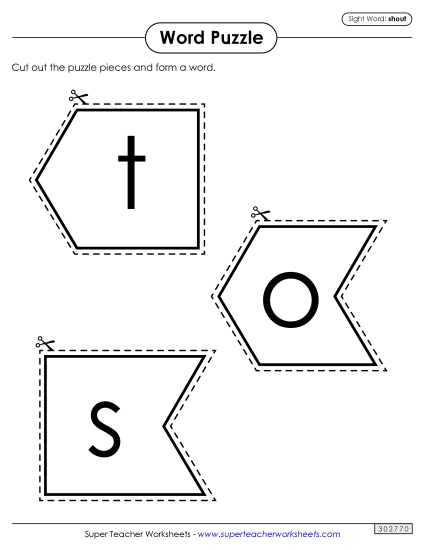 Word Puzzle: Shout (Printable PDF Worksheet)