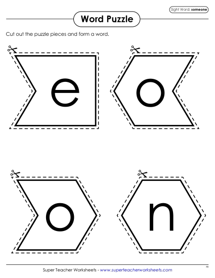 Word Puzzle: Someone (Printable PDF Worksheet)