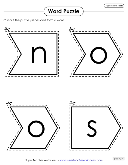 Word Puzzle: Soon (Printable PDF Worksheet)