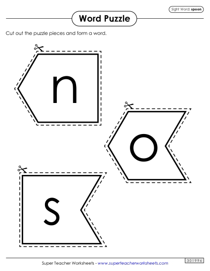 Word Puzzle: Spoon (Printable PDF Worksheet)