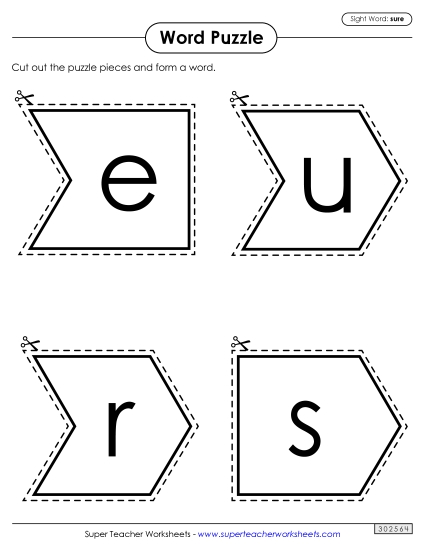 Word Puzzle: Sure (Printable PDF Worksheet)