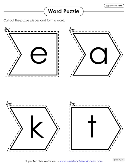 Word Puzzle: Take (Printable PDF Worksheet)