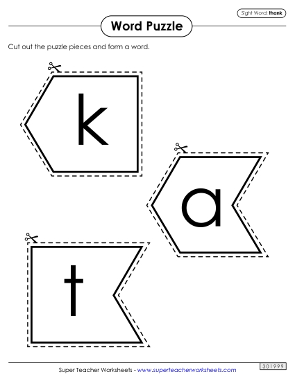 Word Puzzle: Thank (Printable PDF Worksheet)