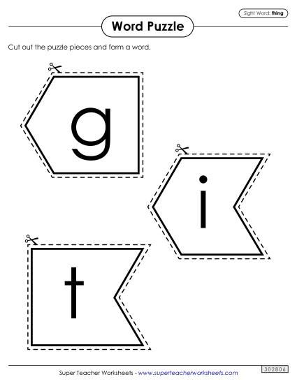 Word Puzzle: Thing (Printable PDF Worksheet)