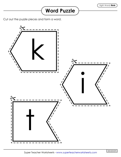 Word Puzzle: Think (Printable PDF Worksheet)