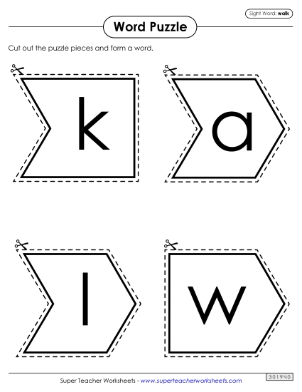 Word Puzzle: Walk (Printable PDF Worksheet)