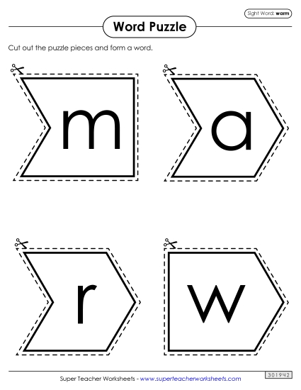 Word Puzzle: Warm (Printable PDF Worksheet)