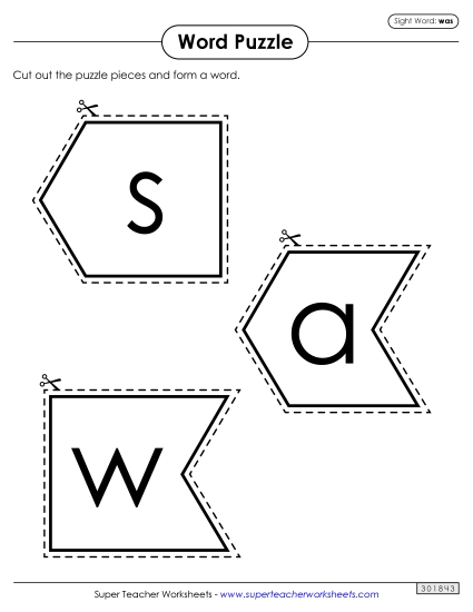 Word Puzzle: Was (Printable PDF Worksheet)