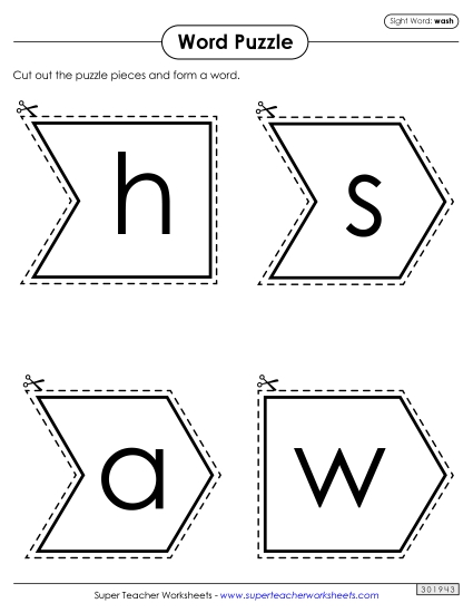 Word Puzzle: Wash (Printable PDF Worksheet)