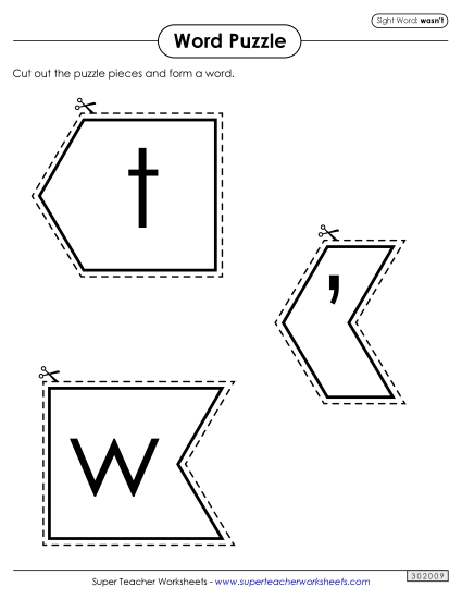 Word Puzzle: Wasn't (Printable PDF Worksheet)