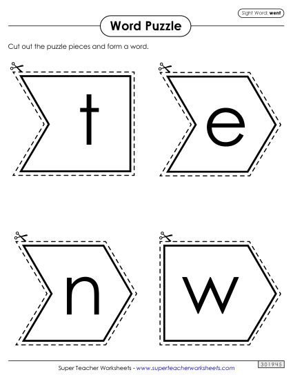 Word Puzzle: Went (Printable PDF Worksheet)