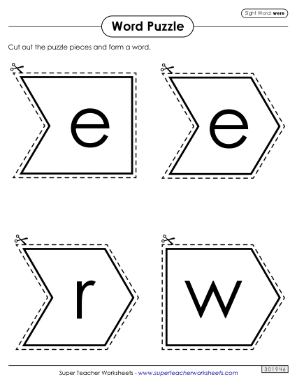 Word Puzzle: Were (Printable PDF Worksheet)