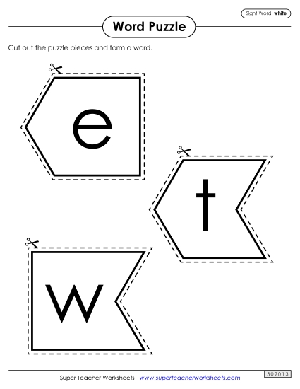 Word Puzzle: White (Printable PDF Worksheet)