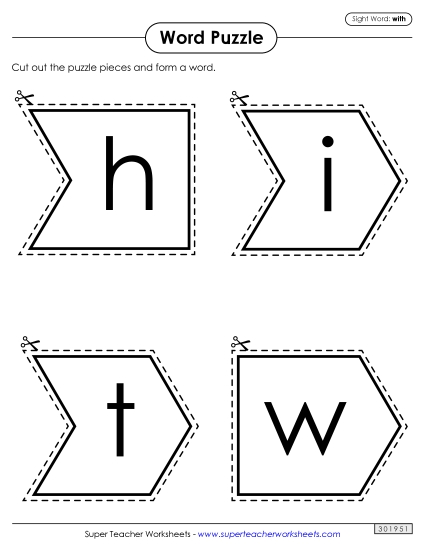 Word Puzzle: With (Printable PDF Worksheet)