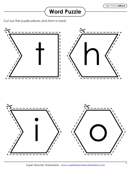 Word Puzzle: Without (Printable PDF Worksheet)