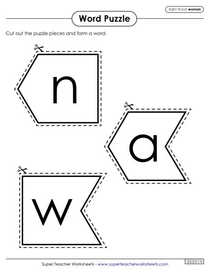 Word Puzzle: Woman (Printable PDF Worksheet)