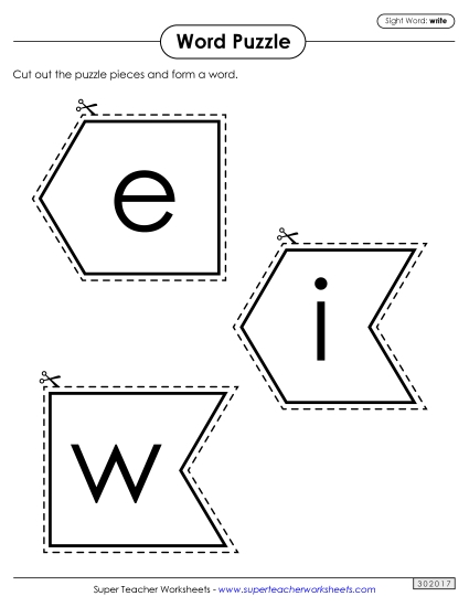 Word Puzzle: Write (Printable PDF Worksheet)