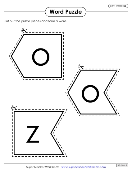 Word Puzzle: Zoo (Printable PDF Worksheet)