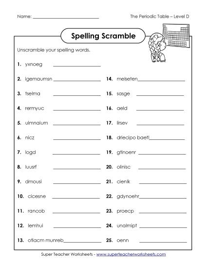 Worksheets and Activities  - Word Scramble  (Printable PDF Worksheet)