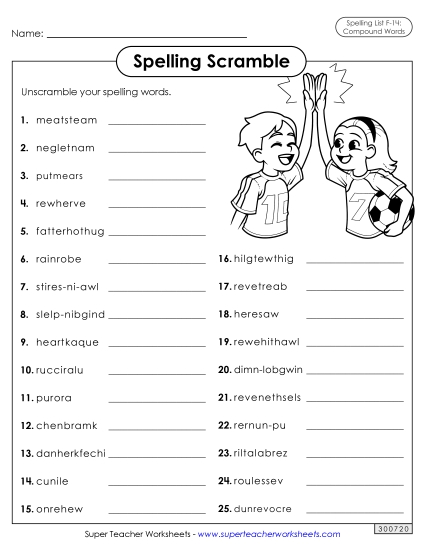Worksheets and Puzzles - Word Scramble (F-14) (Printable PDF Worksheet)
