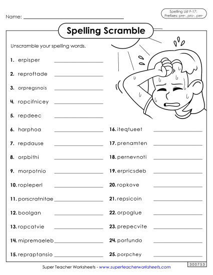 Worksheets and Puzzles - Word Scramble (F-17) (Printable PDF Worksheet)