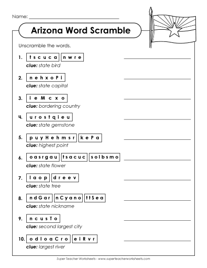 Puzzles - Word Scramble (Printable PDF Worksheet)
