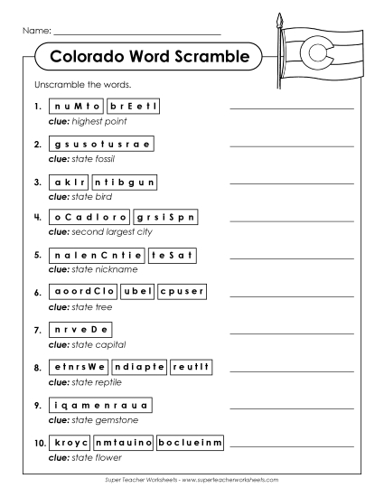 Puzzles - Word Scramble (Printable PDF Worksheet)