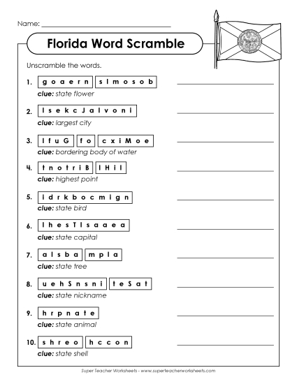 Puzzles - Word Scramble (Printable PDF Worksheet)