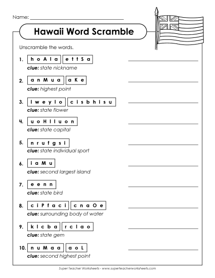 Puzzles - Word Scramble (Printable PDF Worksheet)