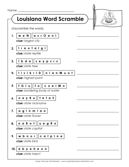 Puzzles - Word Scramble (Printable PDF Worksheet)