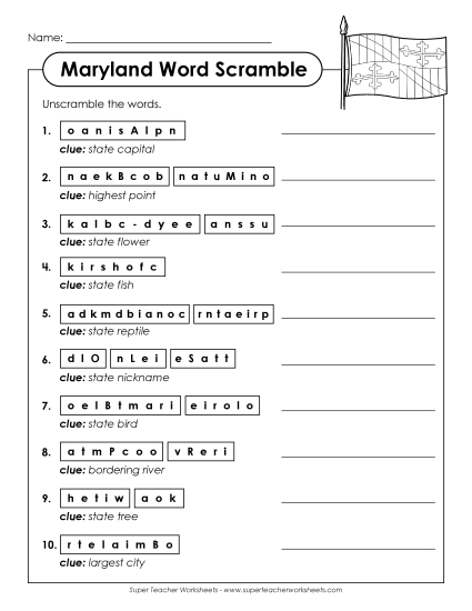 Puzzles - Word Scramble (Printable PDF Worksheet)