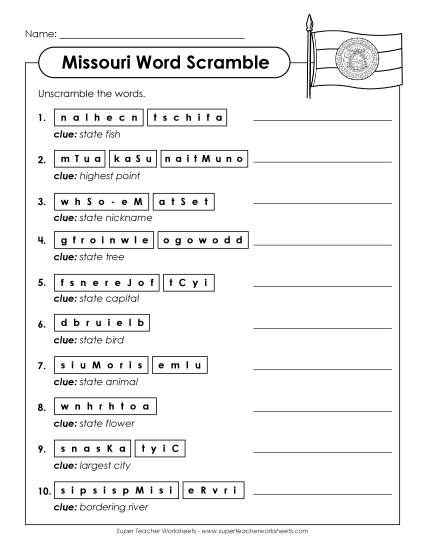 Puzzles - Word Scramble (Printable PDF Worksheet)