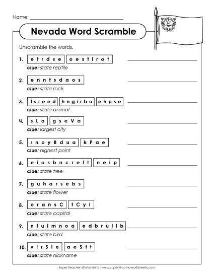 Puzzles - Word Scramble (Printable PDF Worksheet)