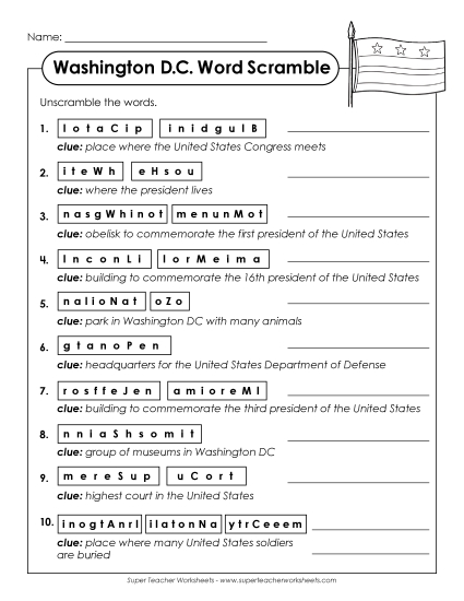 Puzzles - Word Scramble (Printable PDF Worksheet)