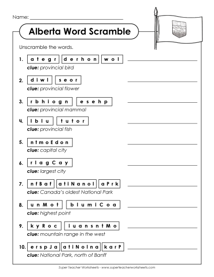 Puzzles - Word Scramble (Printable PDF Worksheet)