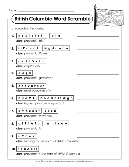 Puzzles - Word Scramble (Printable PDF Worksheet)